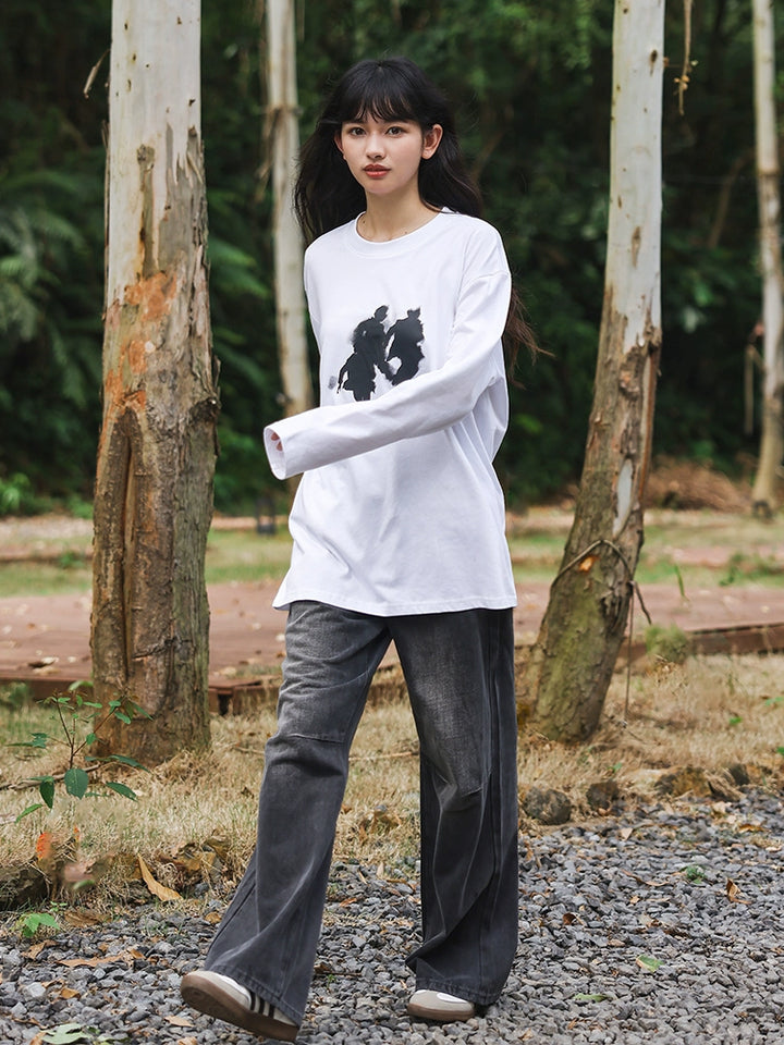 Wide-Leg Denim Pants