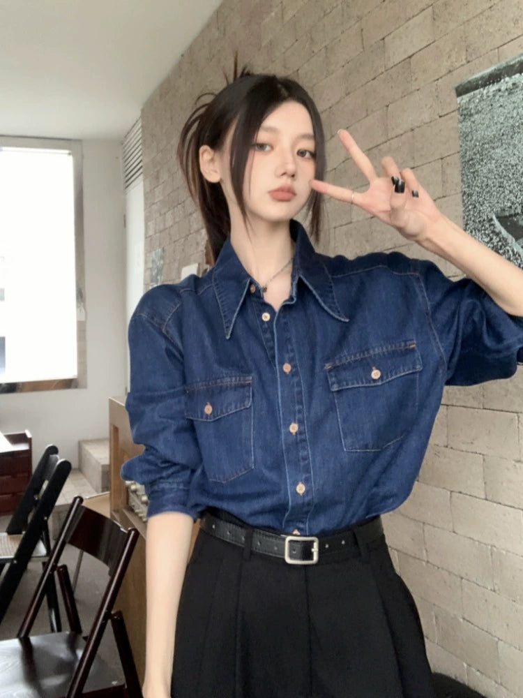 Casual Denim Button-Up Shirt