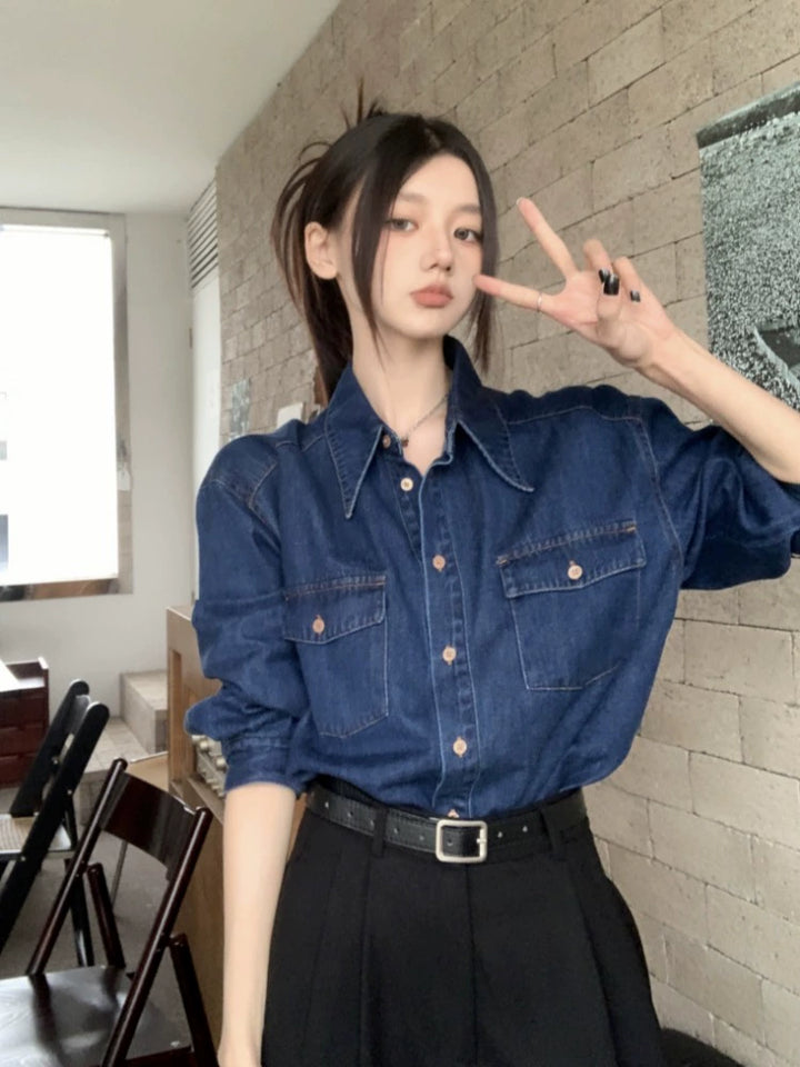 Casual Denim Button-Up Shirt