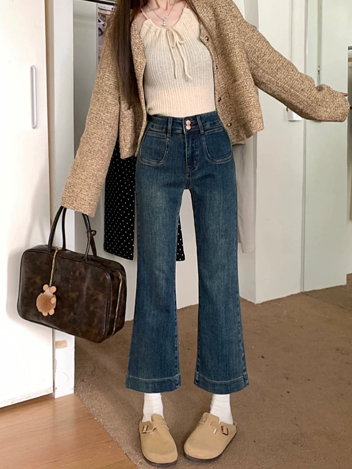 High-Waisted Straight-Leg Jeans