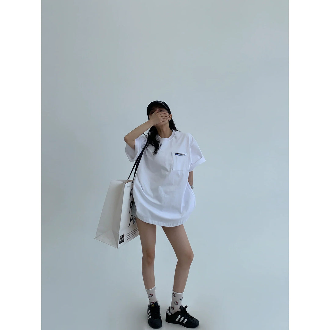 Cotton Casual Letter Embroidered T-Shirt