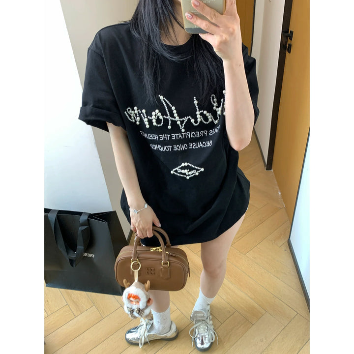 Beaded Loose Fit Short Sleeve T-Shirt