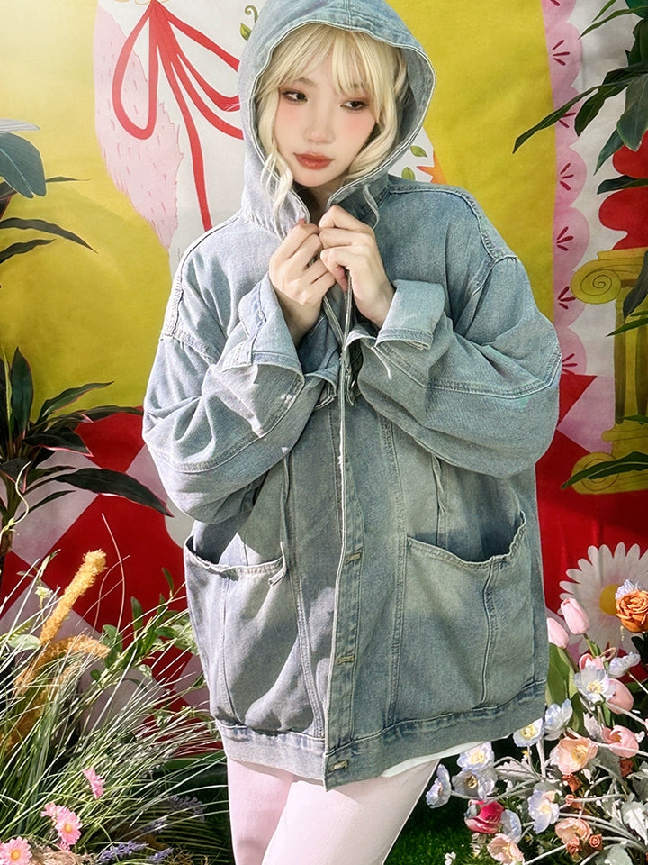 Denim Hooded Short Coat