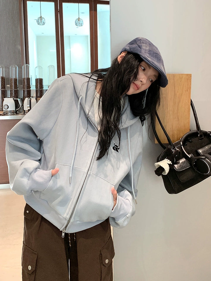 Hooded Zip-Up Short Coat