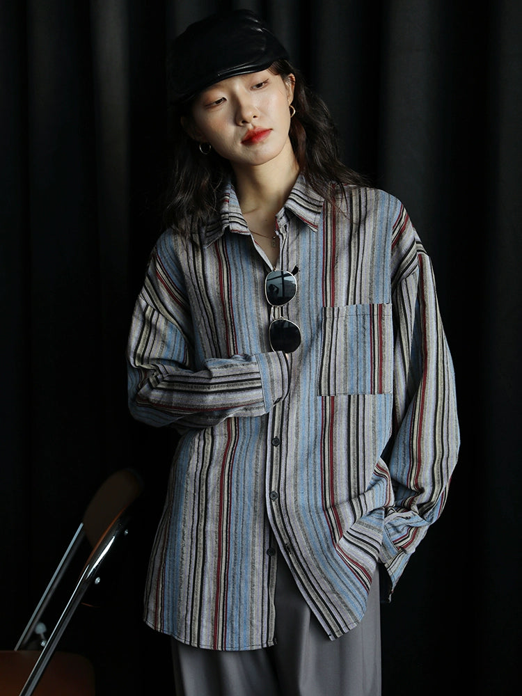 Striped Button-Up Casual Shirt