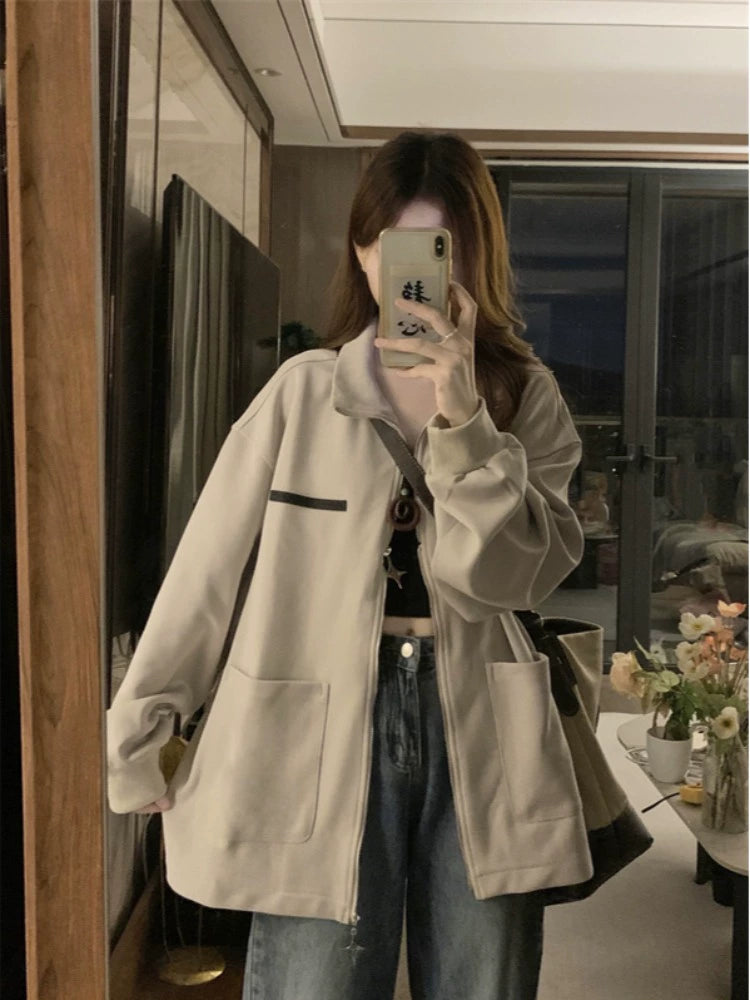 Casual Zip-Up Pockets Short Coat