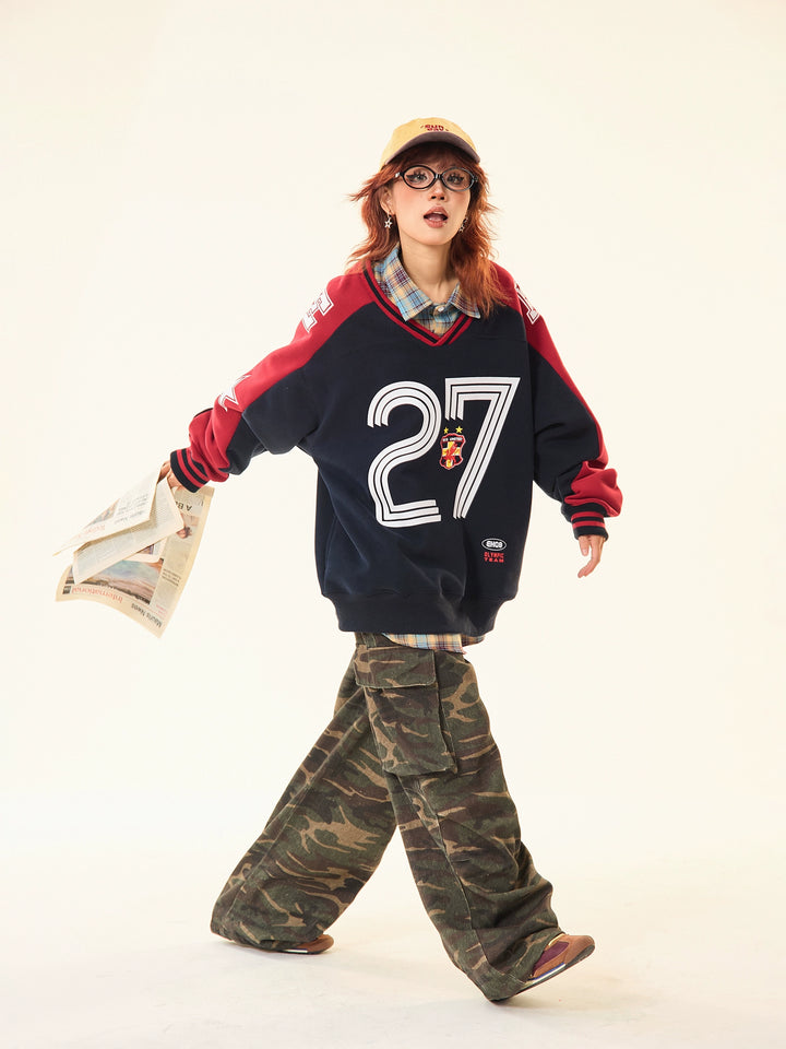 Oversized Number Graphic Sweatshirt