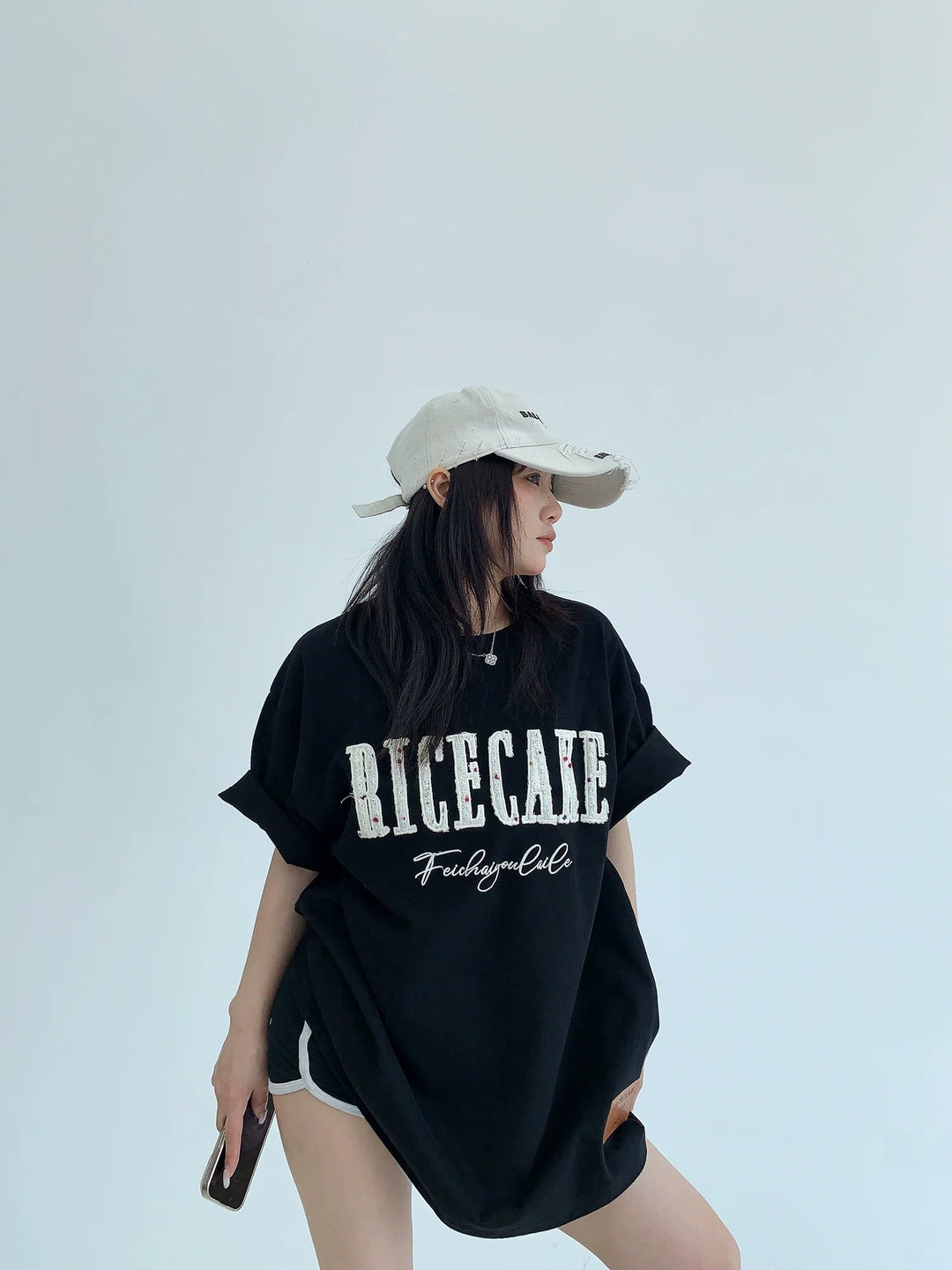 Embroidered Cotton Oversized Short Sleeve T-shirt