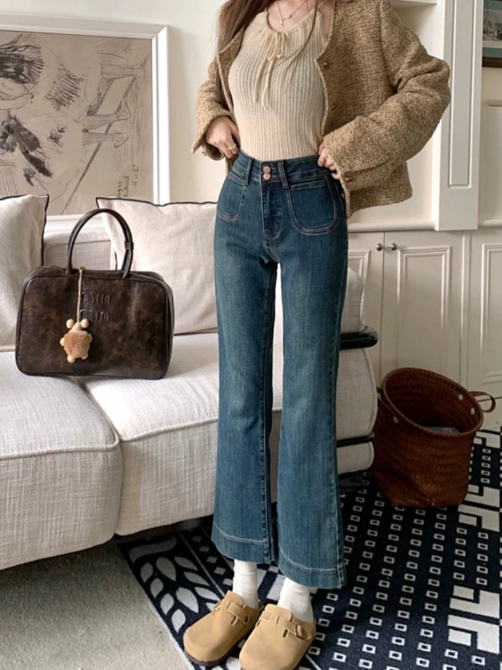High-Waisted Straight-Leg Jeans