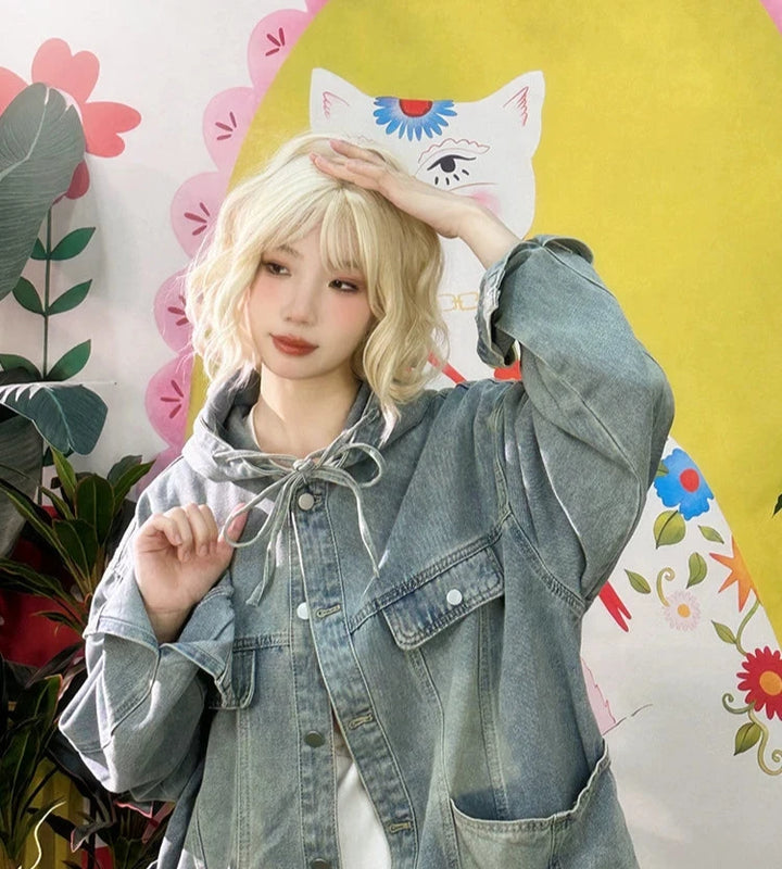 Denim Hooded Short Coat
