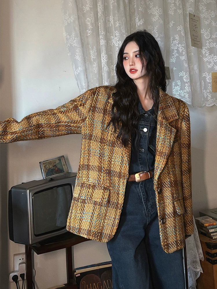 Retro Classic Plaid Suit
