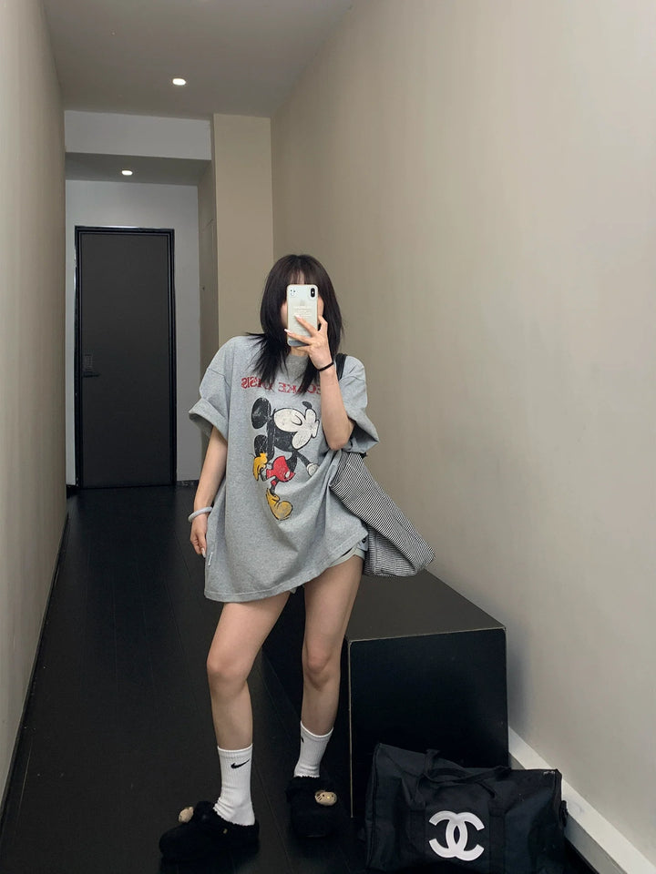 Cartoon Graphic Oversized Cotton T-Shirt