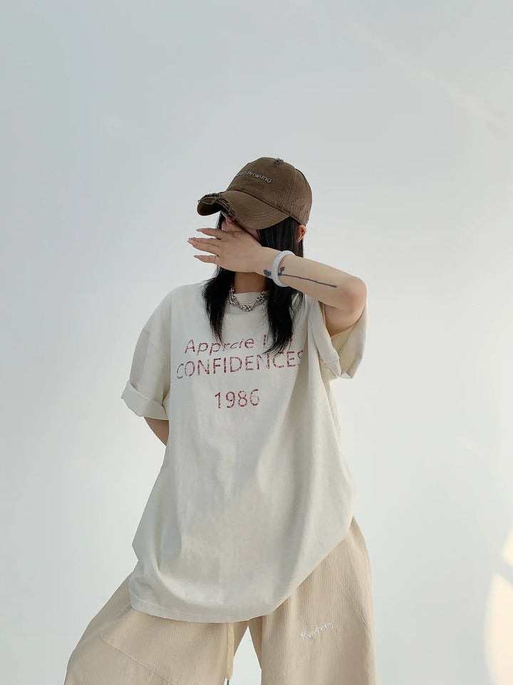 Distressed Printed Cotton Oversized T-shirt