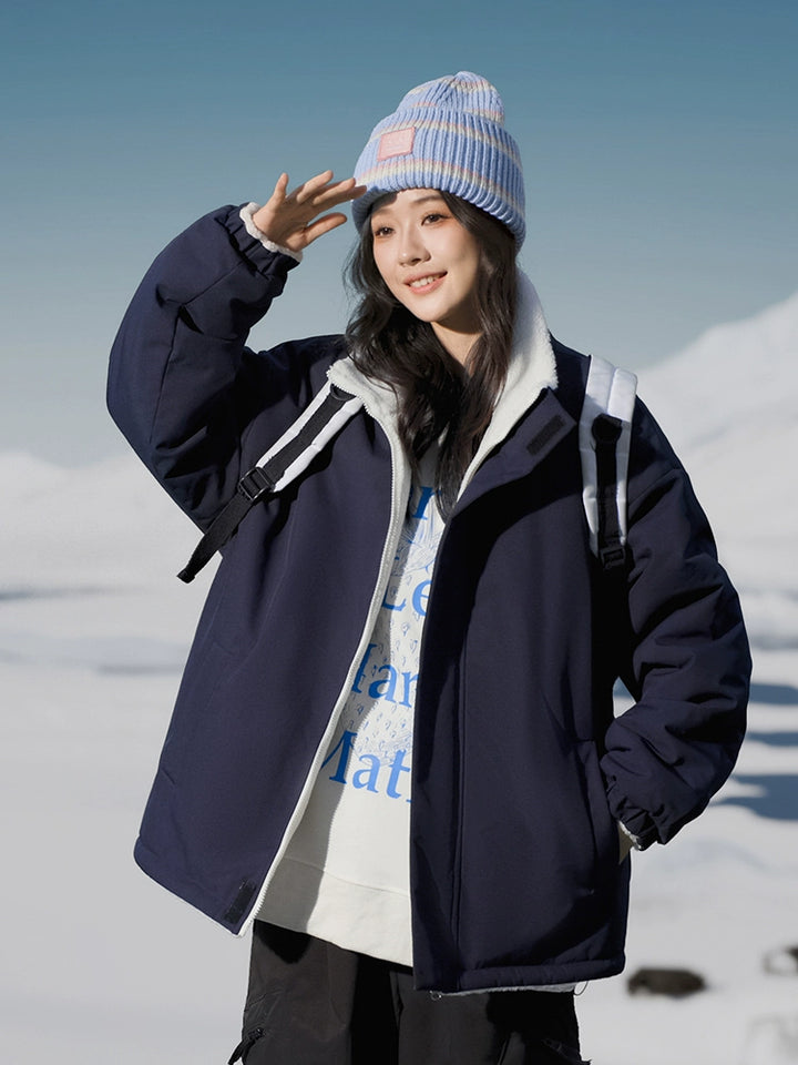 Double-sided Fleece Stand Collar Jacket