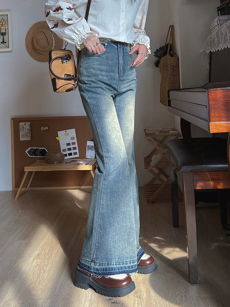 Wide-Leg High-Waist Denim Pants