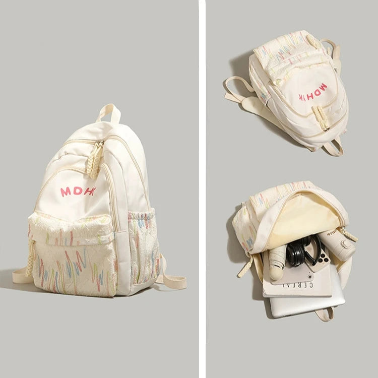 Lettering Print Textured Backpack