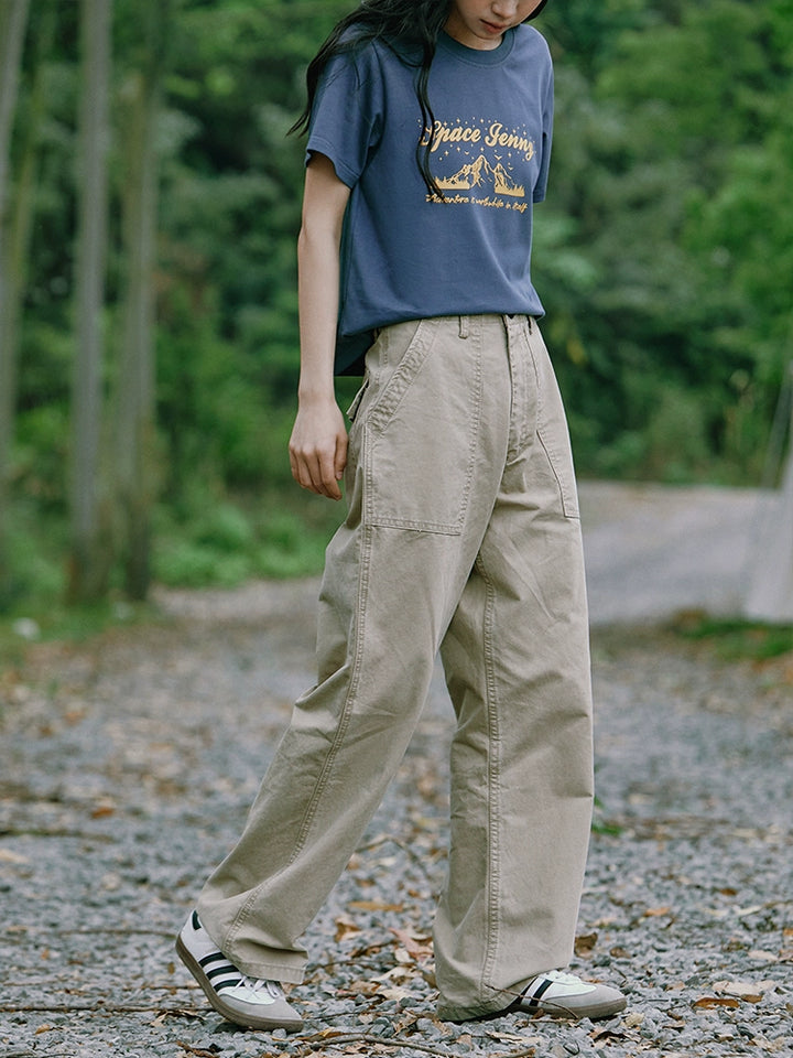 Relaxed Fit Casual Pockets Pants