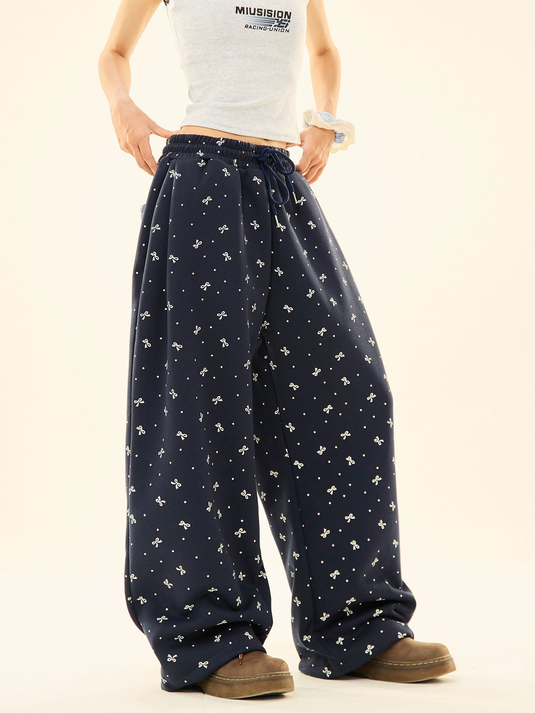Bow Polka Dot Casual Pants