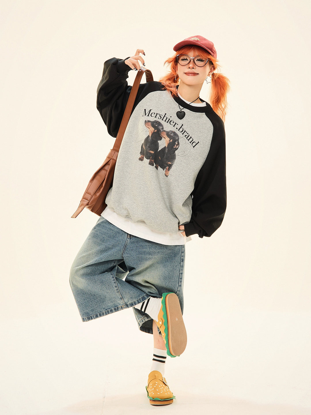Puppy Print Raglan Sleeve Sweatshirt