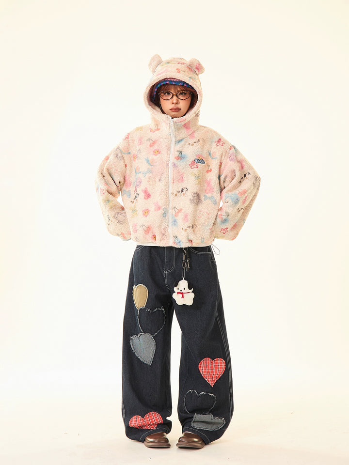 Warm Fleece Hooded Short Coat