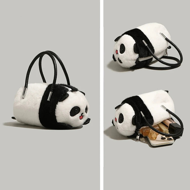Plush Panda-Shaped Handbag