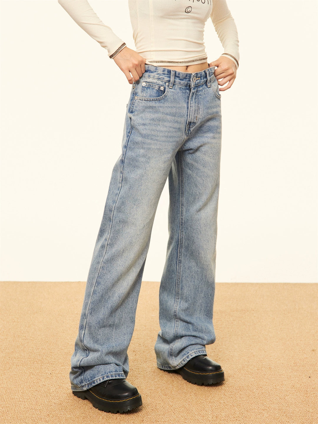 High Waist Wide-Leg Denim Pants