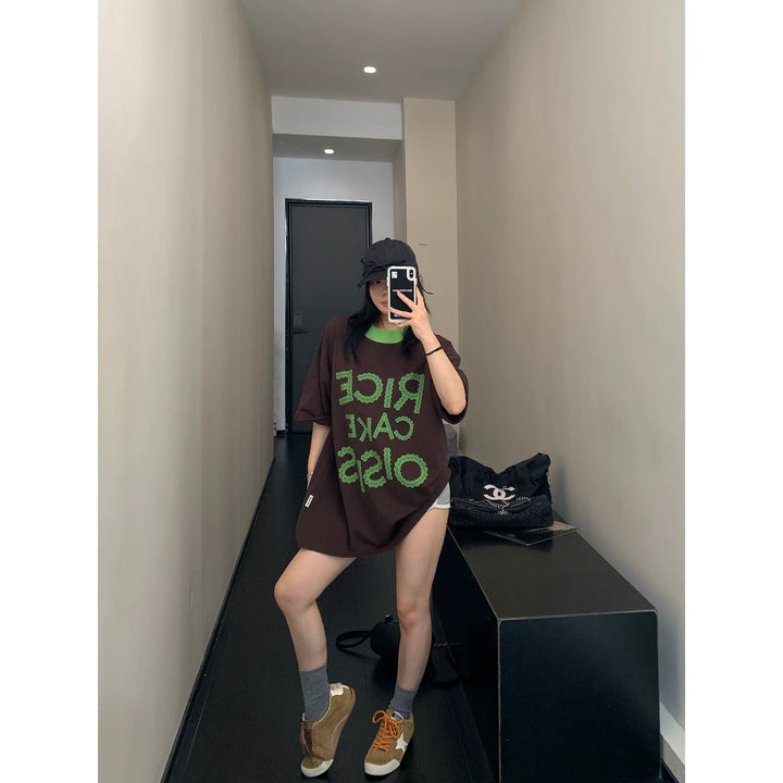 Oversized Graphic Splicing Short-Sleeve T-Shirt