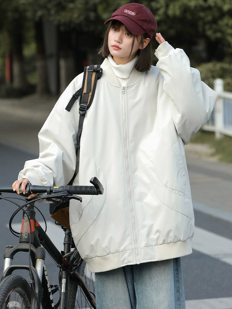 Oversized Cotton-Padded Zipper Jacket