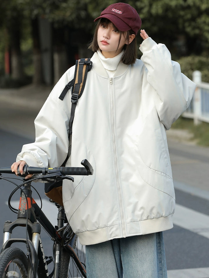 Oversized Cotton-Padded Zipper Jacket