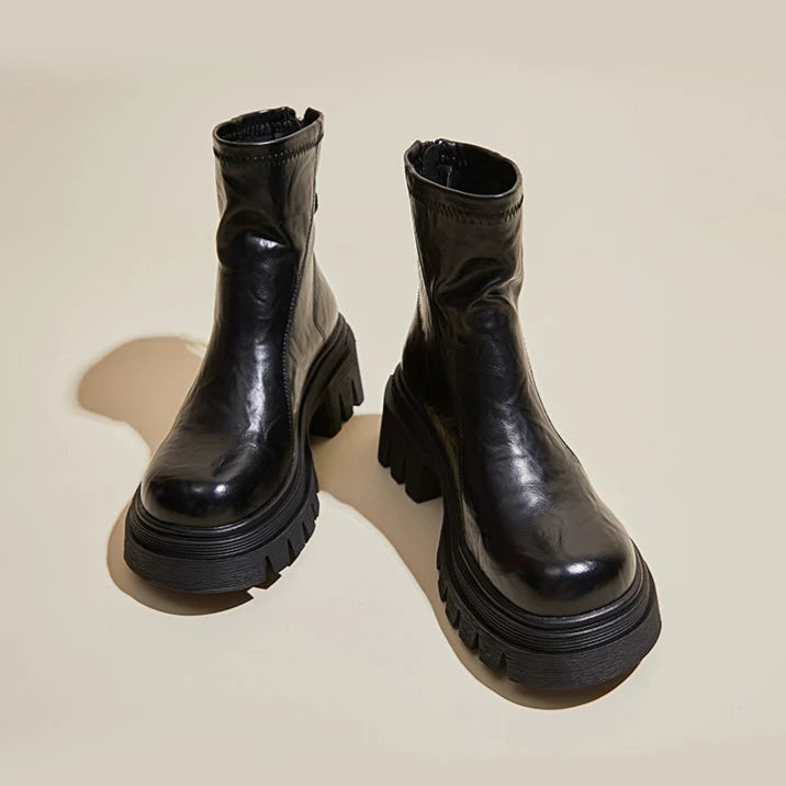 Rear Zipper Chunky Sole Fashion Boots