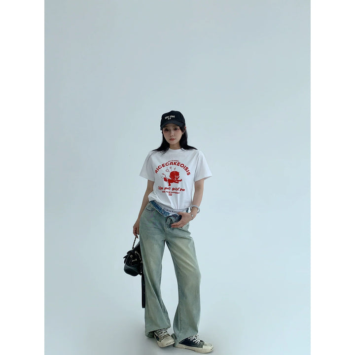 Cartoon Print Short Sleeve T-shirt