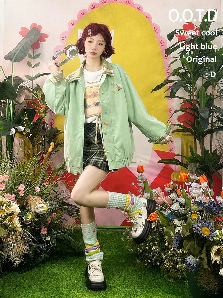 Retro Plaid Patchwork Loose Coat