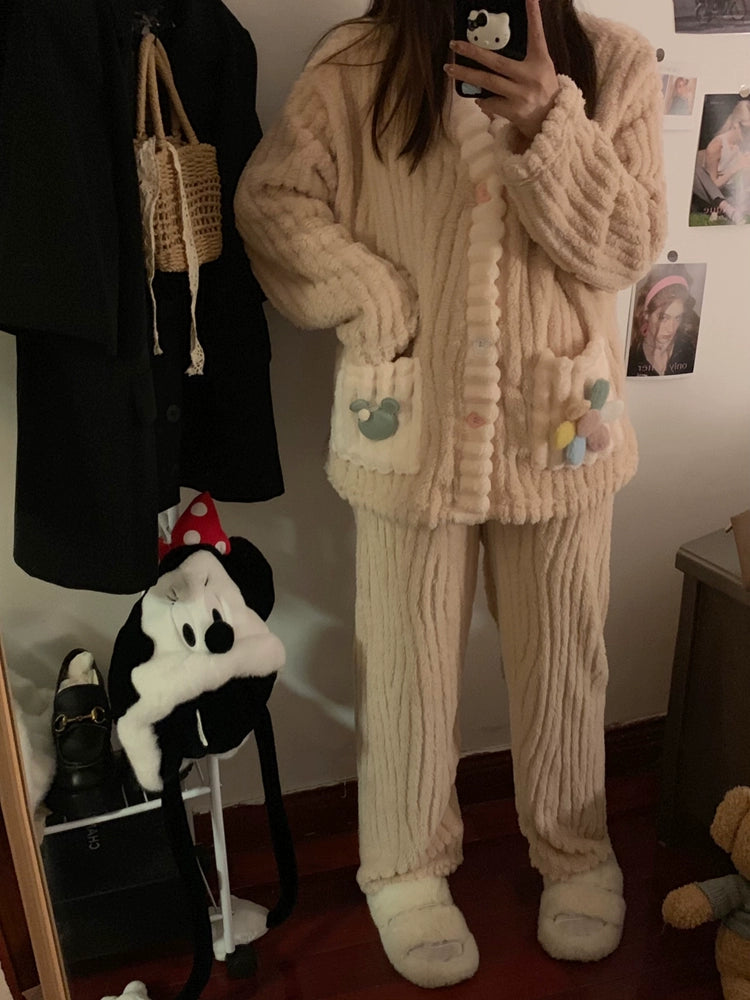 Cozy Fleece Button-Down Pajama Set