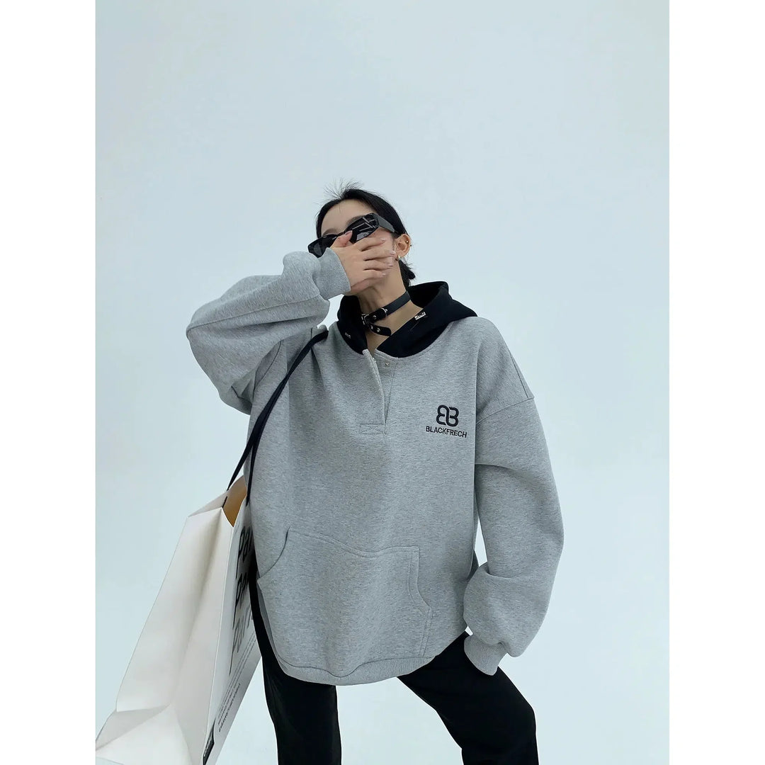 Plush Contrast Stitch Hoodie