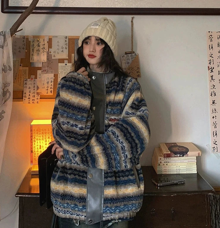Retro Plaid Plus Velvet Thickened Jacket