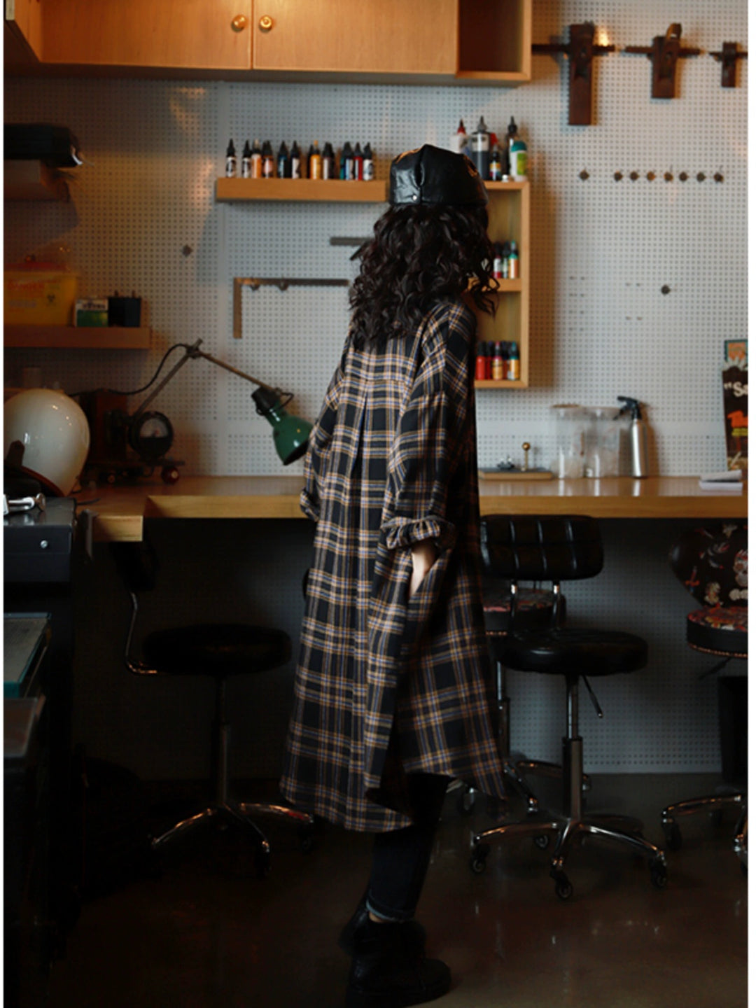 Plaid Long Button-Down Shirt