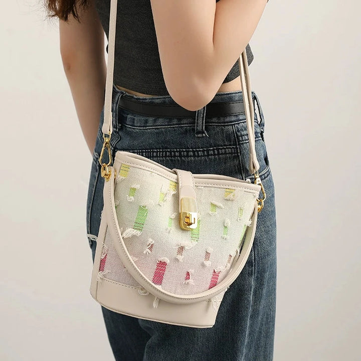Leather Strap Bucket Bag