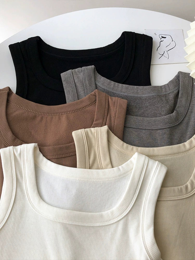 Solid Color Thickened Slim Fit Vest