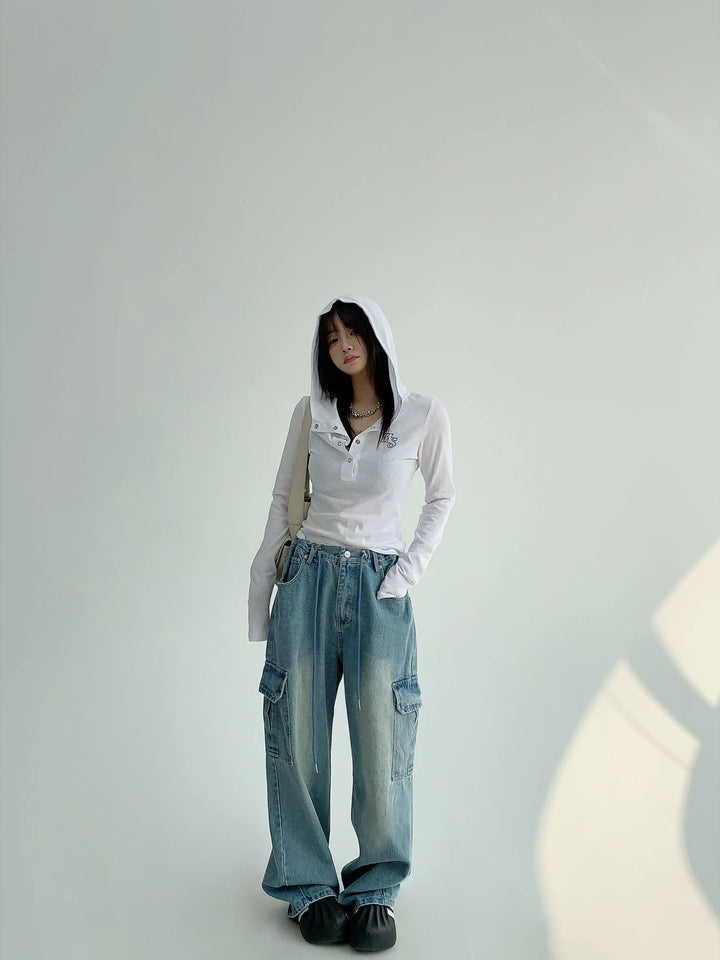 Loose Wide-Leg Cargo Jeans