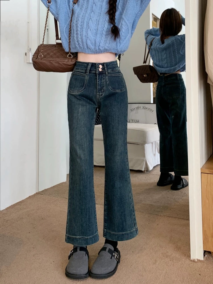 Wide-Leg High-Waisted Denim Pants