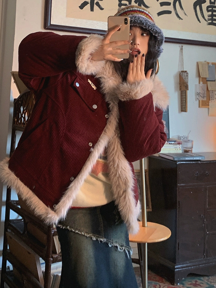 Red Accents Graphic Wool Sweater