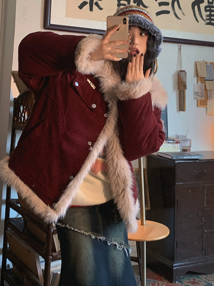 Red Accents Graphic Wool Sweater