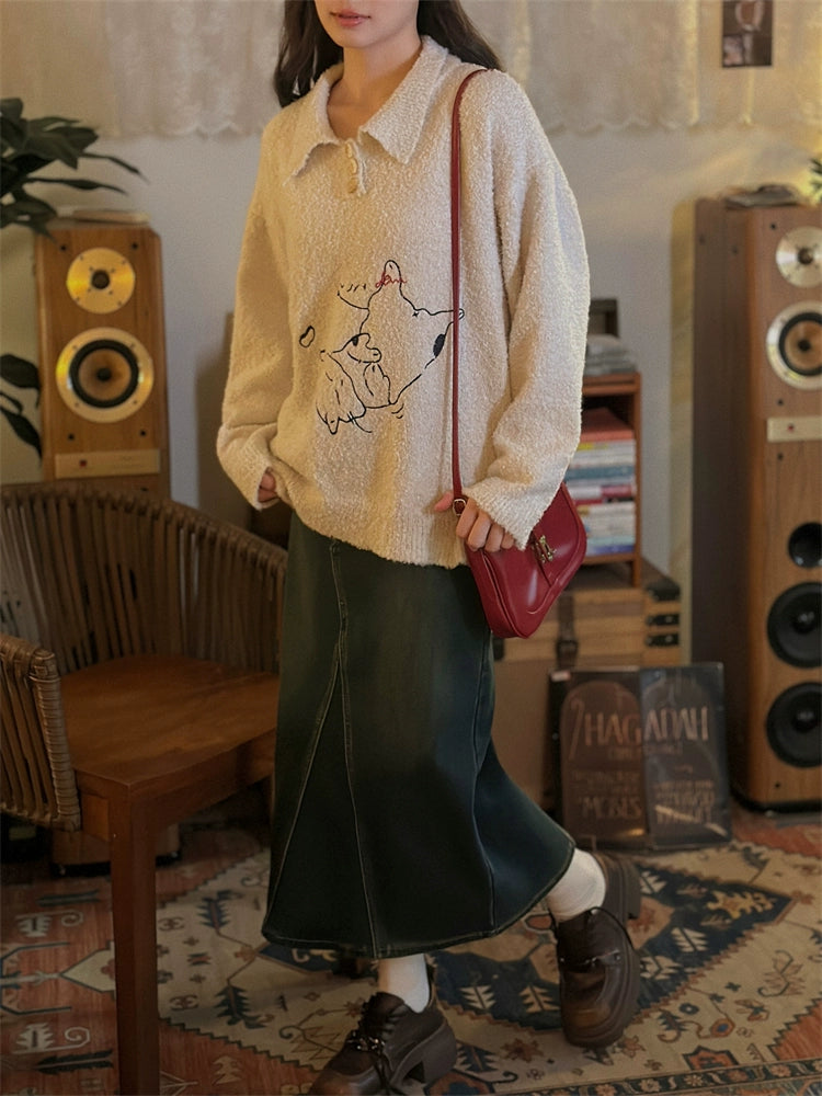 Art Print Cozy Wool Blend Sweater