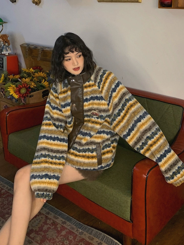 Retro Plaid Plus Velvet Thickened Jacket