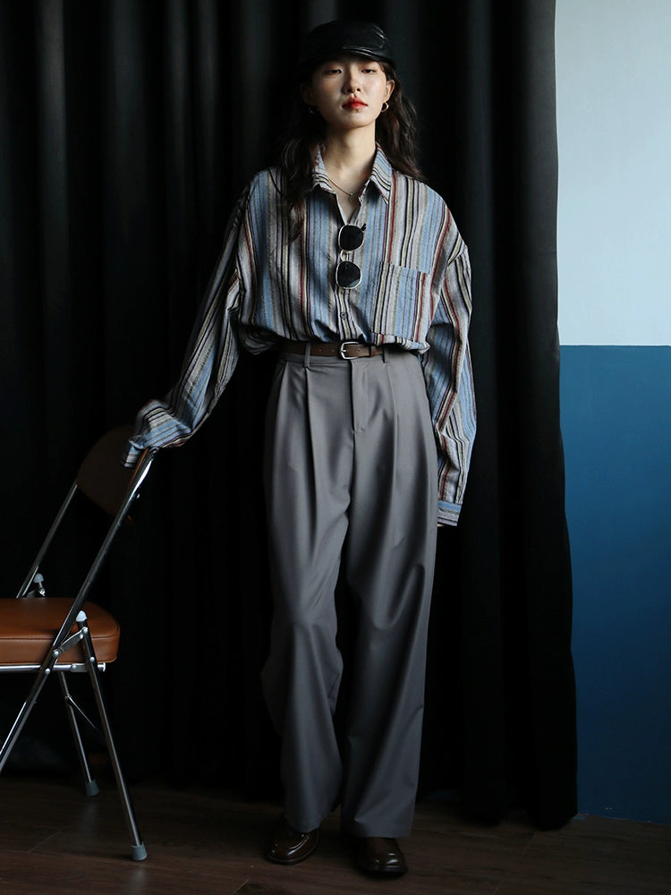Striped Button-Up Casual Shirt