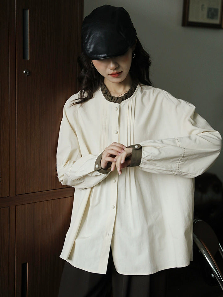 Ruffled Collar Long Sleeve Shirt