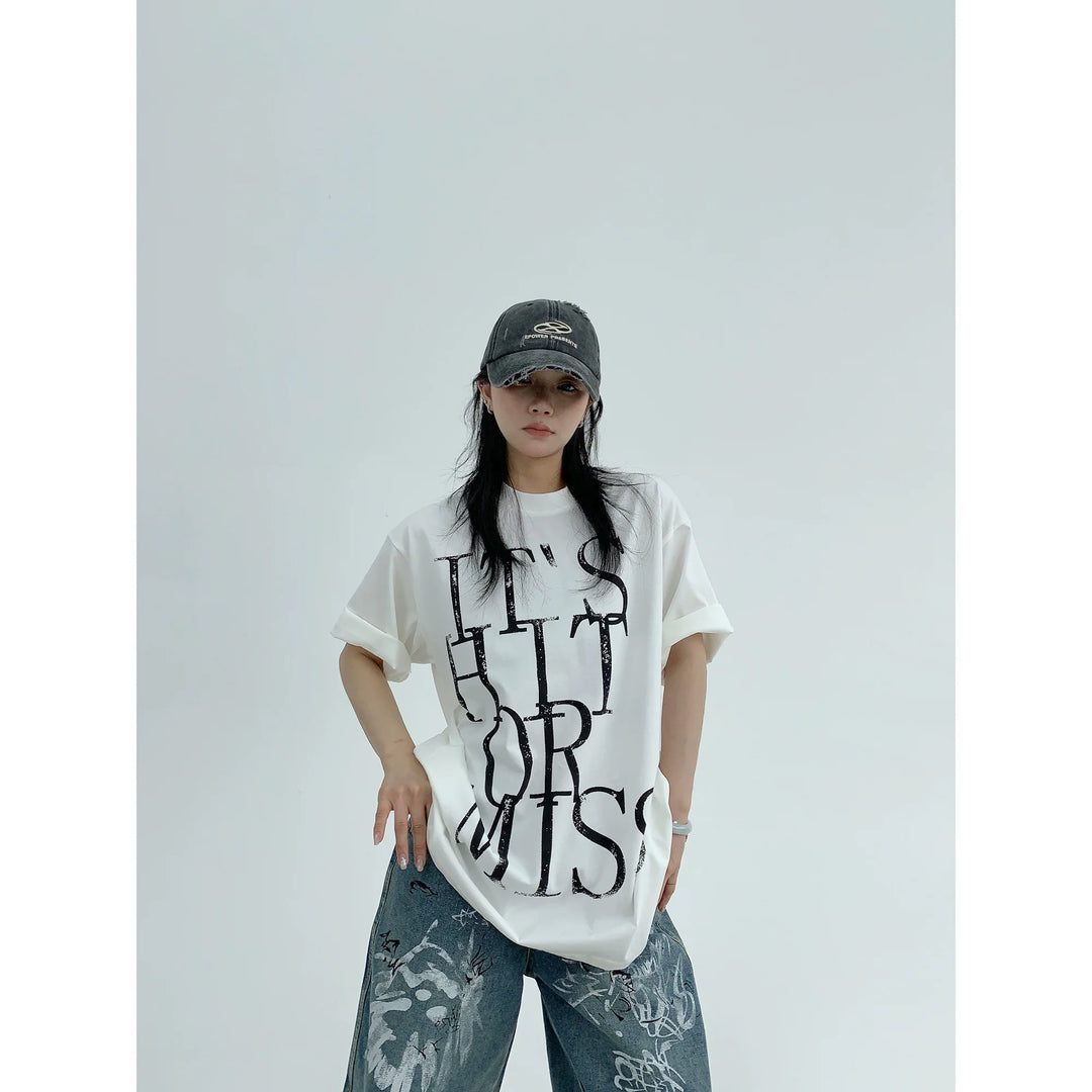 Washed Letter Print Short Sleeve Shirt