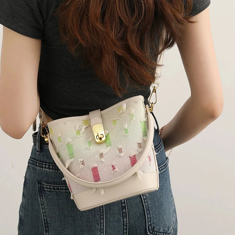 Leather Strap Bucket Bag