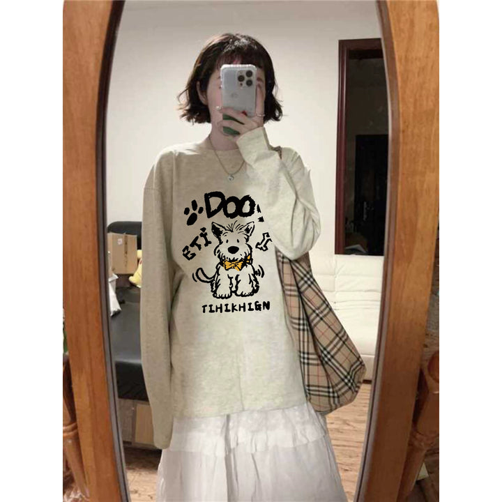 Cartoon Dog Graphic Long Sleeve T-Shirt