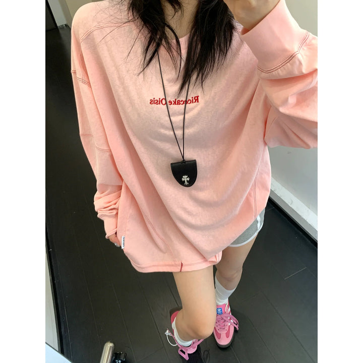 Loose Fit Embroidered Long Sleeve Turtleneck